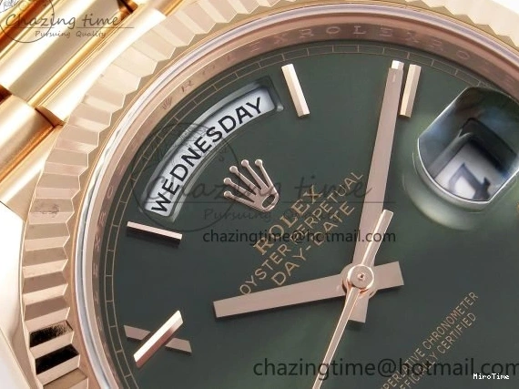 MiroTime 1228 Day Date 40 RG 228235 ARF 1:1 Best Edition Green Roman Dial on President Bracelet VR WrinkleFree 1509